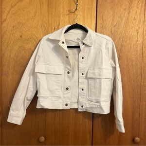 Marine Layer Cream Cropped Denim Jacket, XXS/XS Like New